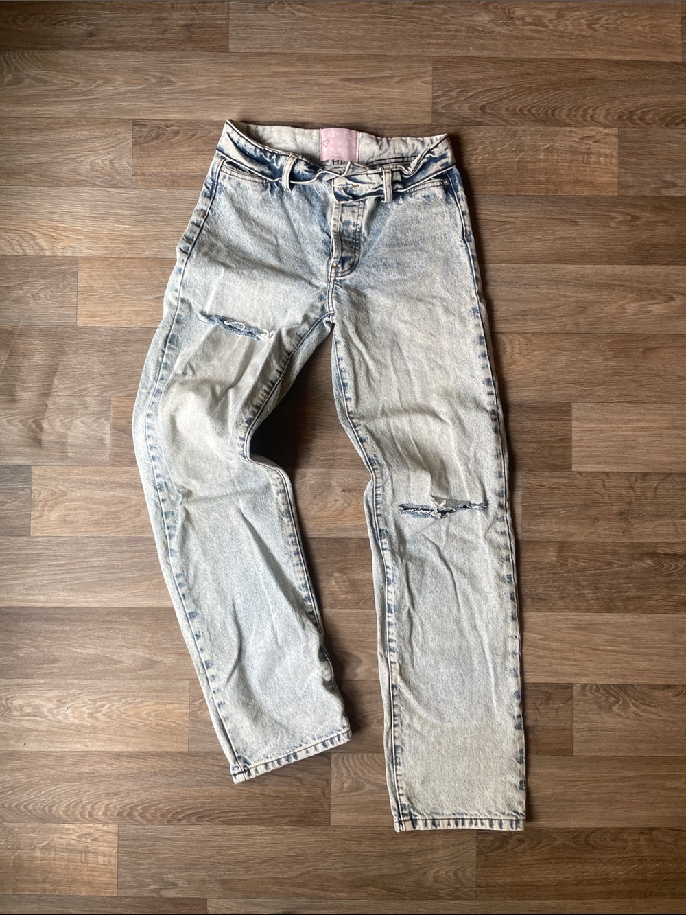 Light Wash Distressed Straight Leg Jeans Revice